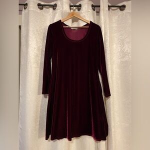 Soft Surroundings Red A-line Long Sleeve Dress